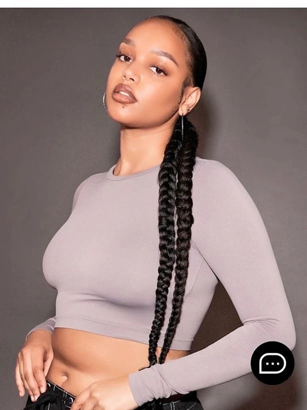 Garage Long Sleeve Crop Top in grey Size Medium Like New